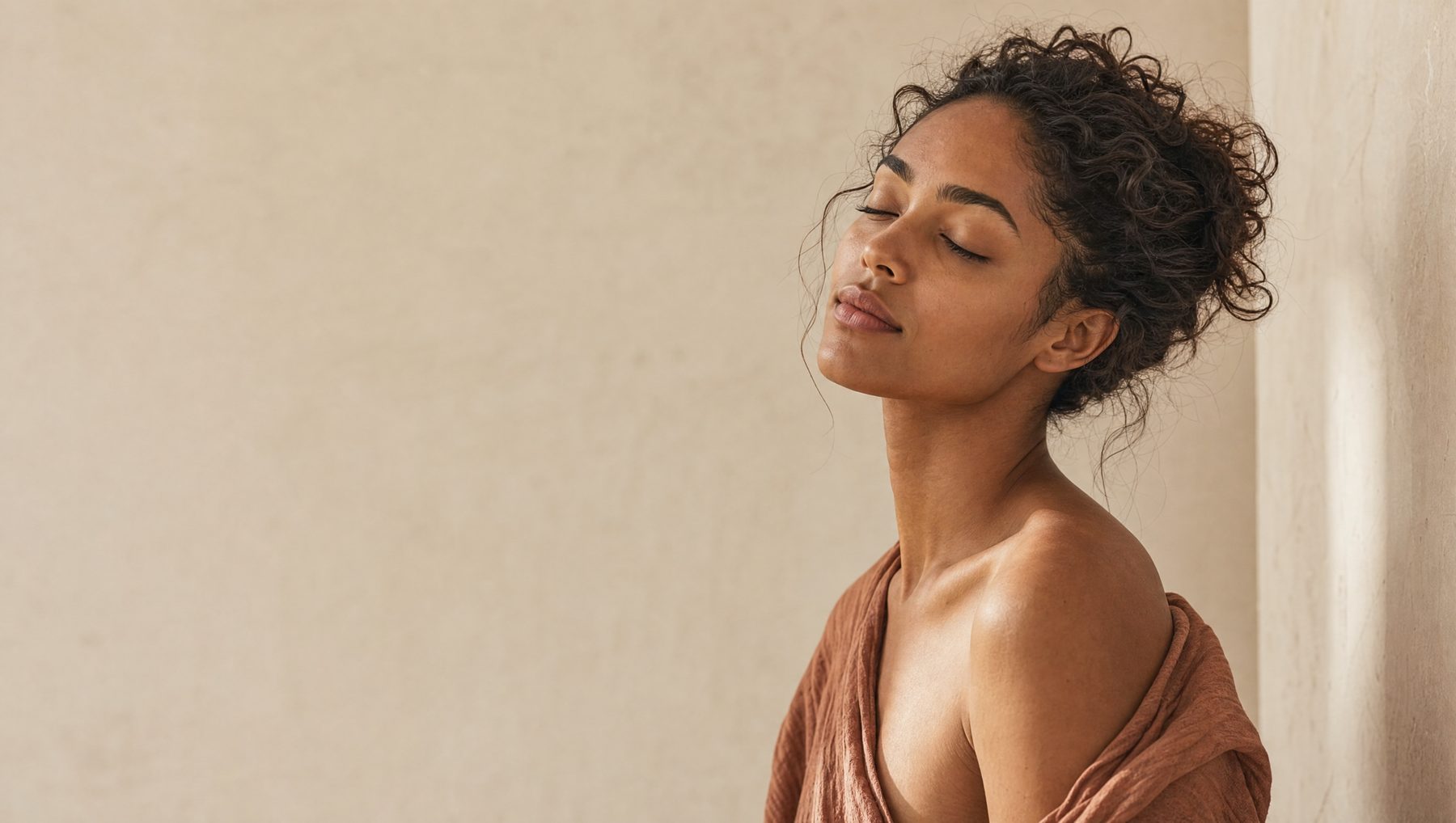 Soft minimal portrait of a woman at rest